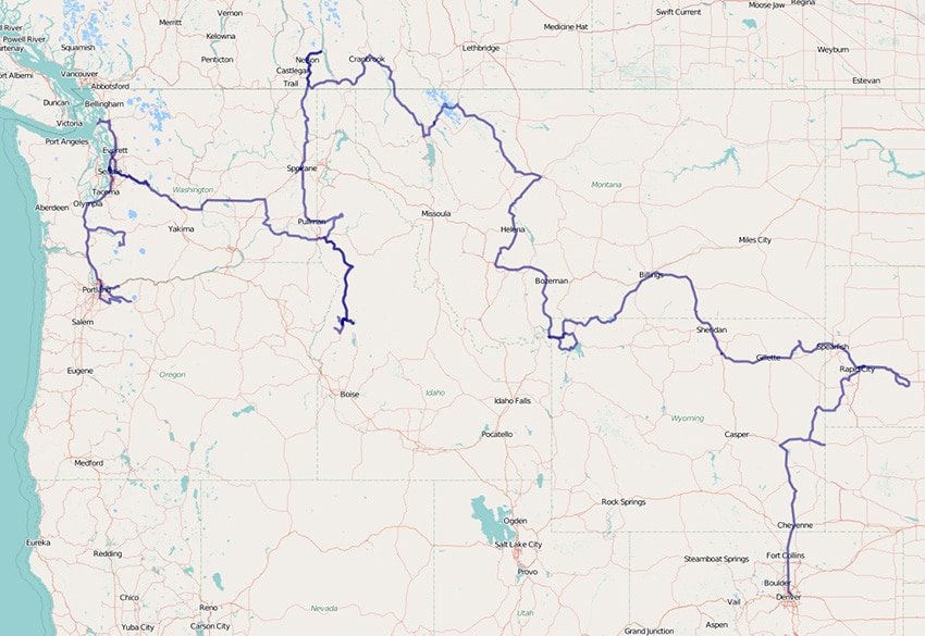 Landkarte mit Geocaching Route